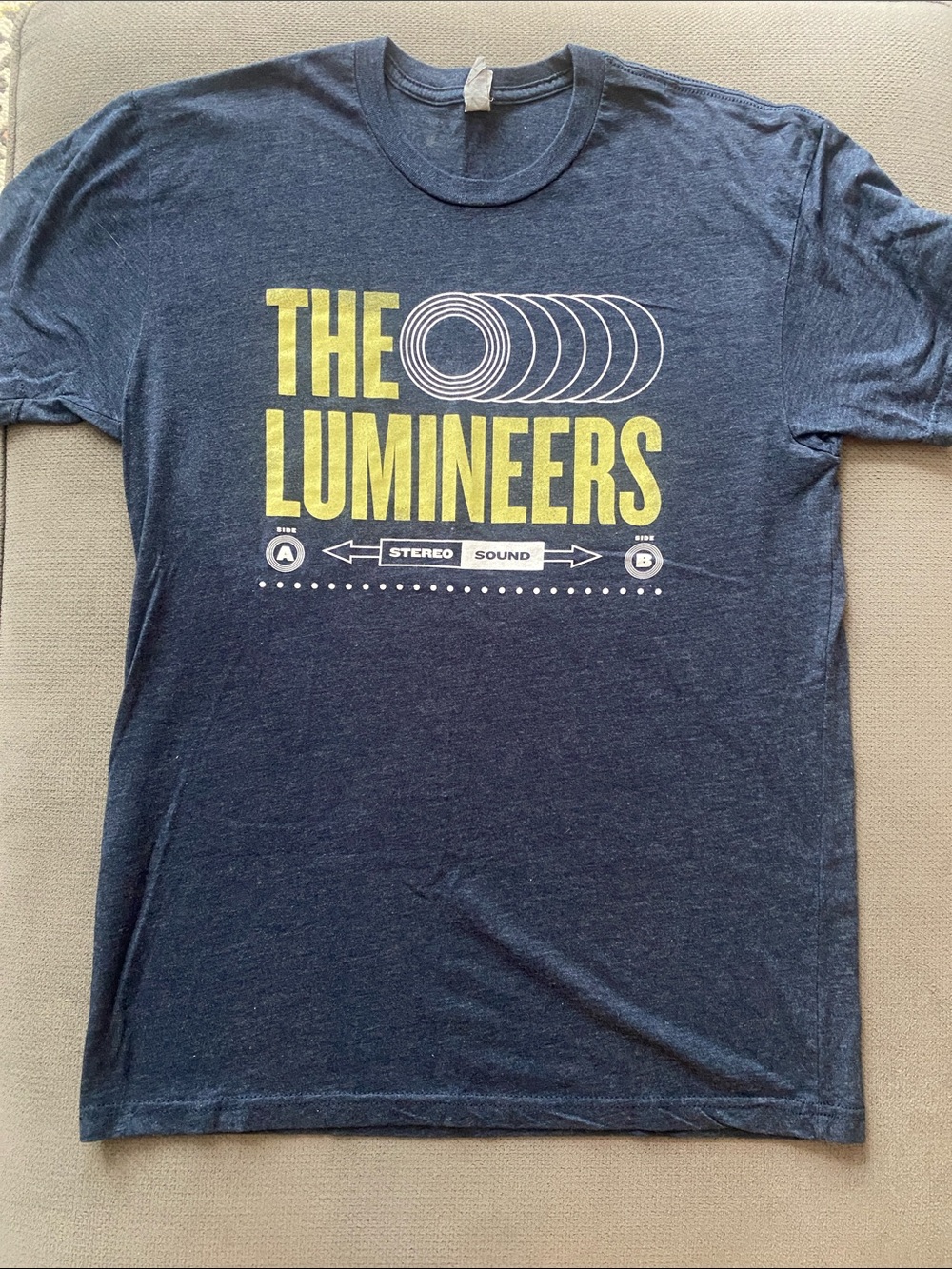 Next Level Apparel Navy T-Shirt with Yellow Band Graphic